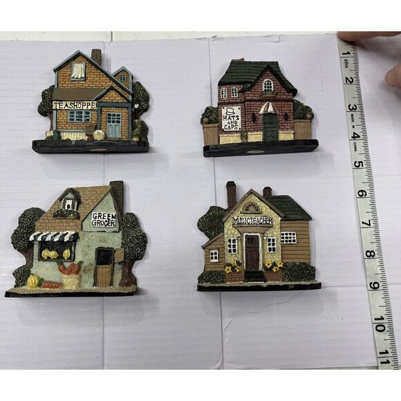 Set of 4 Miniature Shoppe Schoolhouse Grocery Wall Plaques 3.5" Tall Wall Decor - Picture 7 of 7